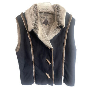 Fjall Faux Suede Vest Faux Fur Lined Winter Nordic Tan/Cream/Brown Large‎